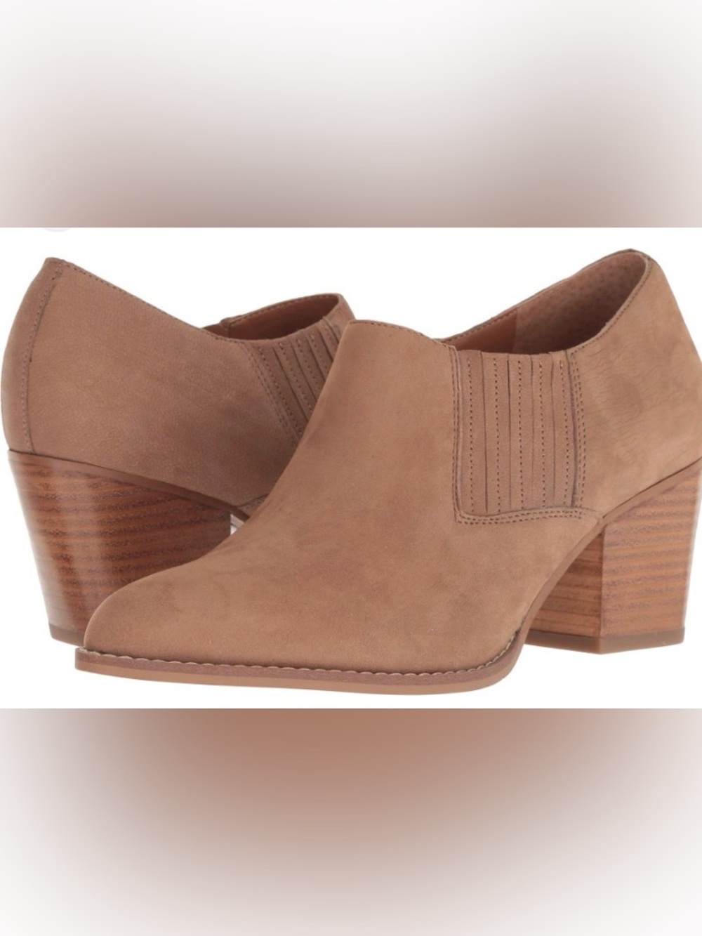 Sarto Sz 8 Women's Tan Suede Low Block Heel Slip-On Booties